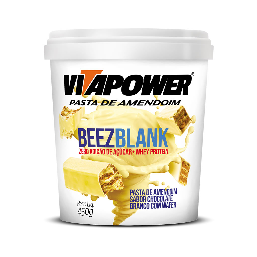 Pasta de Amendoim VITAPOWER Sabor Beez Blank com Whey Protein 450g